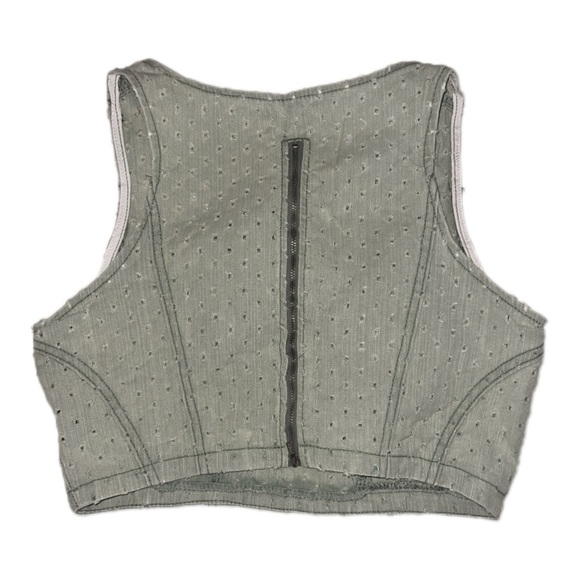 POL Sage Green Textured Crop Top NWOT - Picture 2 of 5